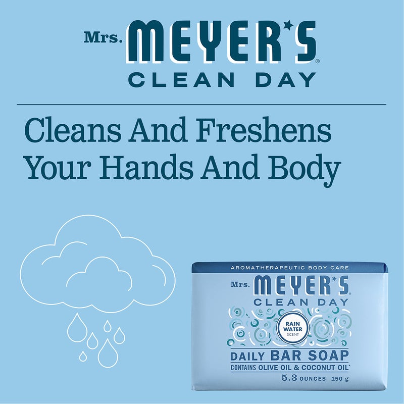 MRS. MEYER'S CLEAN DAY Bar Soap, Use as Body Wash or Hand Soap, Made with Essential Oils, Rain Water, 5.3 oz, 4 Bars - Image 4